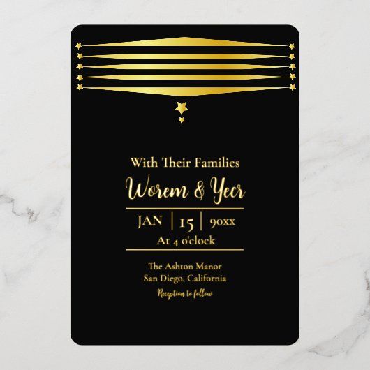 Gold Foil Modern Luxury Vector Einladungskarte Folieneinladung (Vorderseite)