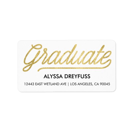 Gold Foil Modern Script Graduate Address Labels Adressaufkleber (Vorne)