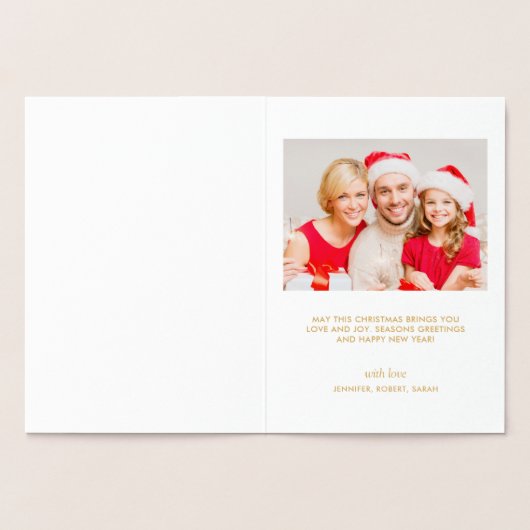 Gold Foil Moderne frohe Weihnachten Glück Neues Ja Folienkarte (Innenseite)