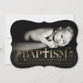 Gold Foil Modernes klassisches, feines Cross Bapti Einladung (Vorderseite)