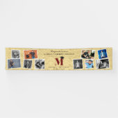 Gold Foil Monogram 10 Multi Foto Graduation Party Banner (Horizontal)