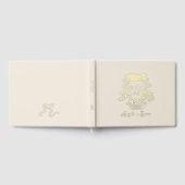 Gold Foil Monogram Beige Wedge Guest Book Gästebuch (Voll)