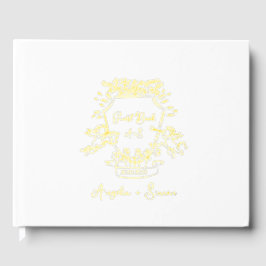 Gold Foil Monogram Black Wedding Guest Book Gästebuch
