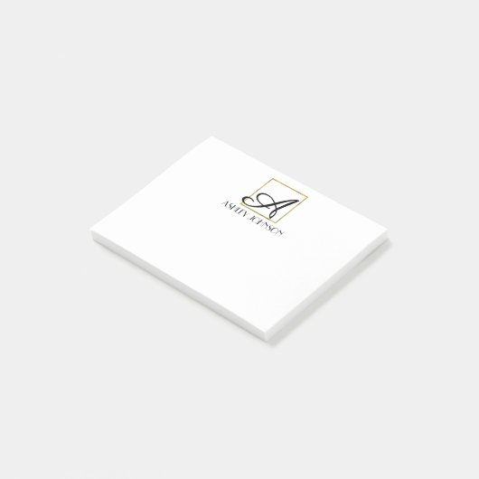 Gold Foil Monogram Moderne Post It Notes Post-it Klebezettel (angewinkelt)