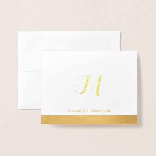Gold Foil Monogram Note Card Folienkarte (Vorderseite mit Umschlag)