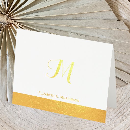 Gold Foil Monogram Note Card Folienkarte