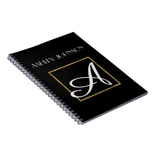 Gold Foil Monogram Notebook für Schule oder Arbeit Notizblock (Rechte Seite)