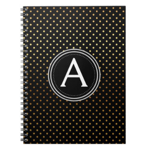 Gold Foil Monogram Polka Dot Notebook Notizblock