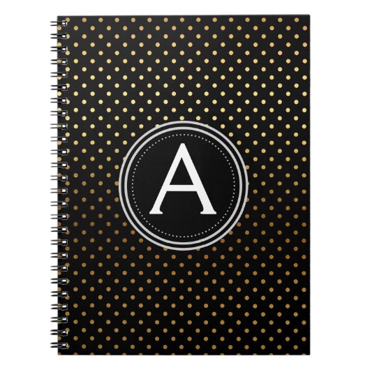 Gold Foil Monogram Polka Dot Notebook Notizblock (Vorderseite)
