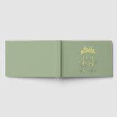 Gold Foil Monogram Sage Green Wedding Guest Book Gästebuch (Voll)