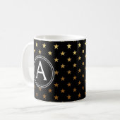 Gold Foil Monogram Stars Muster Kaffee oder Tee Cu Kaffeetasse (Vorderseite Links)