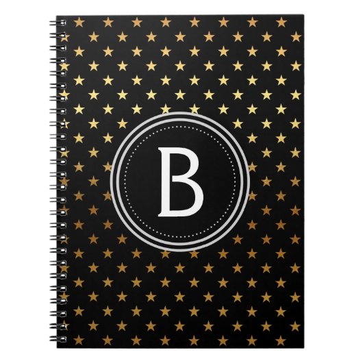 Gold Foil Monogram Stars Notebook Notizblock (Vorderseite)
