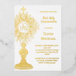 Gold foil monstrance | First Holy Communion Folieneinladung