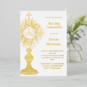 Gold foil monstrance | First Holy Communion Folieneinladung (Stehend vorne)