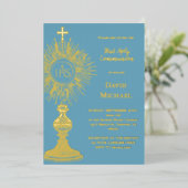 Gold foil monstrance First Holy Communion Folieneinladung (Stehend vorne)