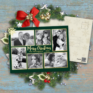 Gold Foil Multi-Foto Weihnachtskarte Folien Feiertagspostkarte