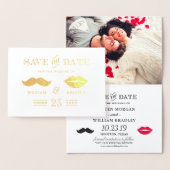 Gold Foil Mustache Lips Hochzeit speichern das Dat Folienkarte (Anzeige)