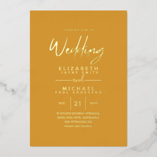 GOLD FOIL Mustard Sunset Modern All-in-1 Wedding Folieneinladung