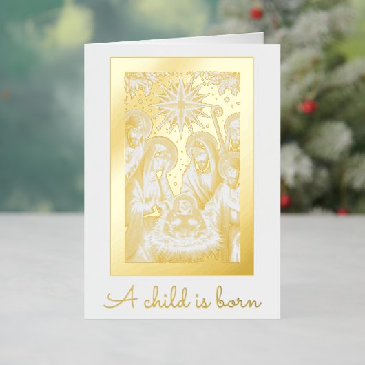Gold Foil Nativity Personalize Signature Christmas (Feiertag In Situ)