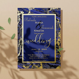 Gold Foil & Navy Blue 5" x 7" Einladungen für Hoch