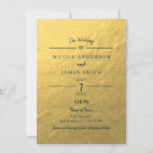 Gold Foil Navy Blue Minimal Clean Classic Wedding Einladung (Vorderseite)