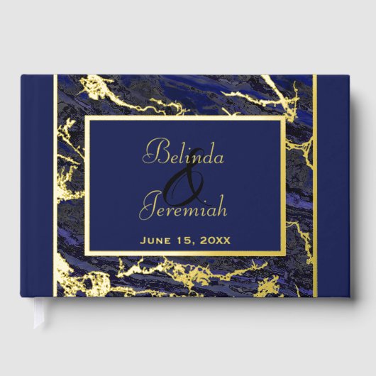 Gold Foil & Navy Blue Wedding Gästebuch (Vorderseite)