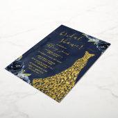 GOLD FOIL Navy Gold Floral Dress Brautparty Folieneinladung (Gedreht)
