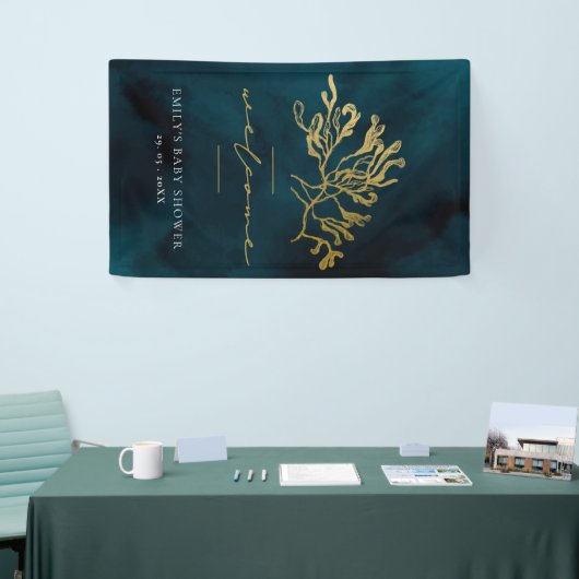 GOLD FOIL NAVY UNDERWASSER SEAWEED BRAUTPARTY BA BANNER (Messeveranstaltung)