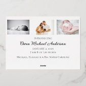 Gold Foil New Years Baby Birth Ankündigung (Rückseite)