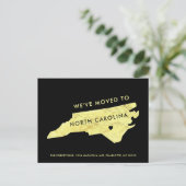 Gold Foil North Carolina Karte Schwarze neue Adres (Stehend Vorderseite)