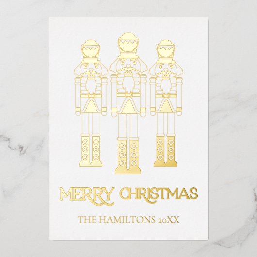 Gold Foil Nutcracker Weihnachtskarten Folieneinladung (Vorderseite)