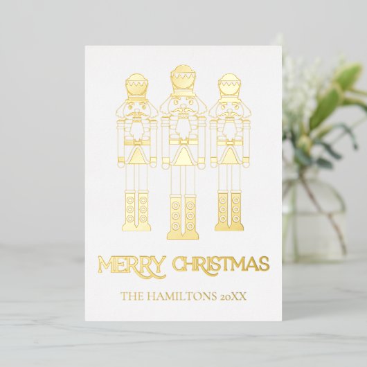Gold Foil Nutcracker Weihnachtskarten Folieneinladung (Stehend vorne)