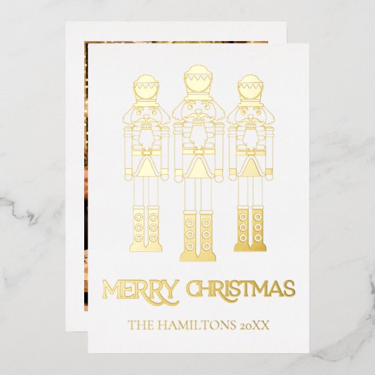 Gold Foil Nutcracker Weihnachtskarten Folieneinladung (Vorderseite/Rückseite)
