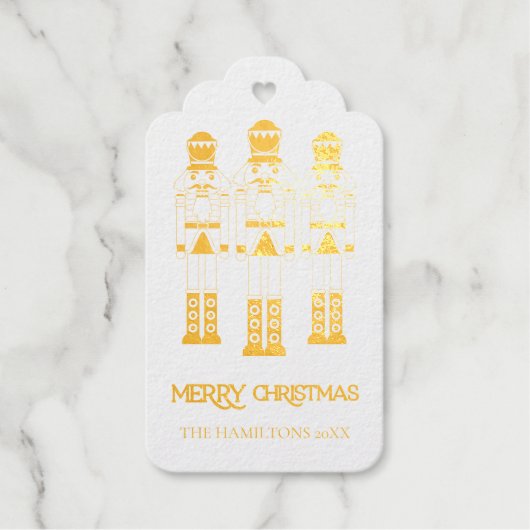 Gold Foil Nutcracker Weihnachtskarten Geschenkanhänger (Vorderseite)