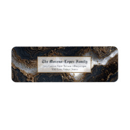 Gold Foil Obsidian Marble Return Address