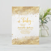Gold Foil Oh Baby Dusche Einladung (Stehend Vorderseite)