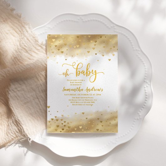 Gold Foil Oh Baby Dusche Einladung