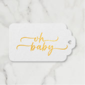 Gold Foil "Oh Baby" Script Geschenkanhänger (Vorderseite (Horizontal))