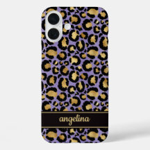 Gold Foil On Purple Leopard Print Monogrammed
