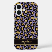 Gold Foil On Purple Leopard Print Monogrammed