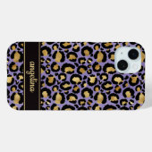 Gold Foil On Purple Leopard Print Monogrammed Case-Mate iPhone Hülle (Rückseite (Horizontal))