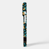 Gold Foil On Teal Leopard Print Monogrammed Case-Mate iPhone Hülle (Rückseite / Links)