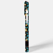 Gold Foil On Teal Leopard Print Monogrammed Case-Mate iPhone Hülle (Rückseite / Links)