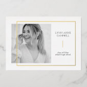 Gold Foil One Foto Modern Simple Graduation Party Folieneinladung (Vorderseite)