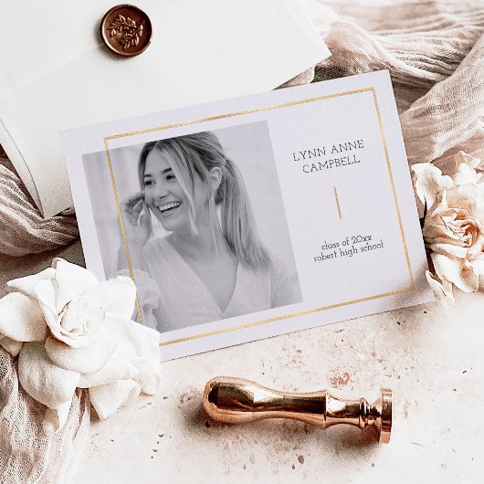 Gold Foil One Foto Modern Simple Graduation Party Folieneinladung