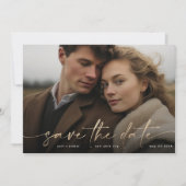 Gold Foil Onyx Black Modern Foto Illuminieren Save The Date (Vorderseite)