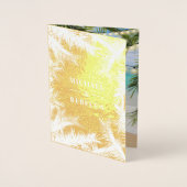 Gold Foil Palm Blätter String Lights Wedite Einlad Folienkarte (Vorderseite)