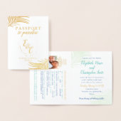 Gold Foil Passport Tropical Wedding Einladung (Anzeige)