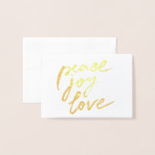Gold Foil Peace Joy Liebe Woodland Weihnachten Folienkarte (Vorderseite mit Umschlag)