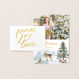 Gold Foil Peace Joy Liebe Woodland Weihnachts-Foto Folienkarte